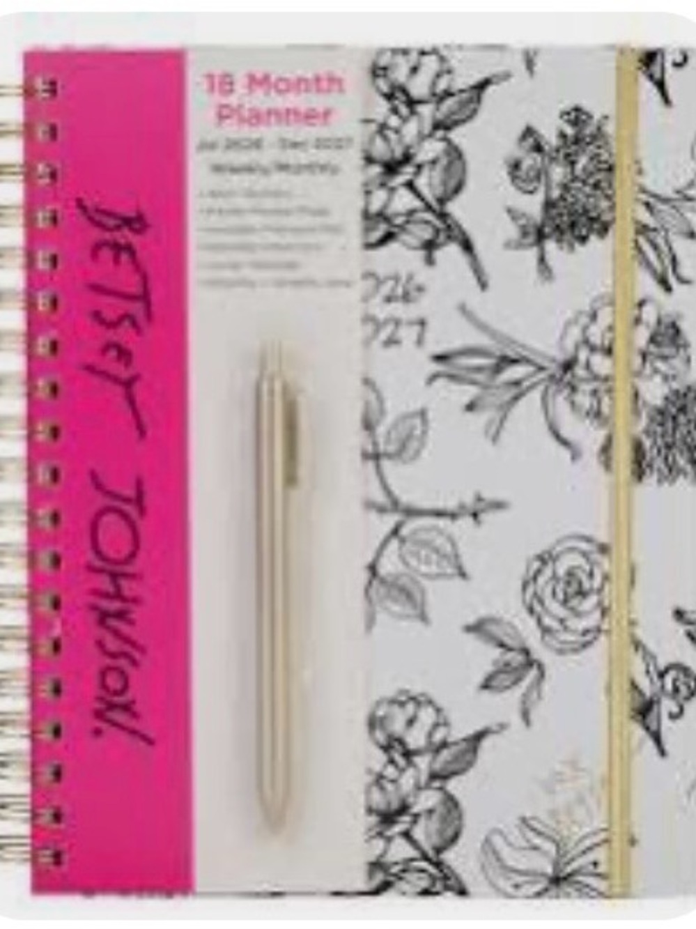 Betsey Johnson 18 - Month Planner Floral Print Cover w/ Pen